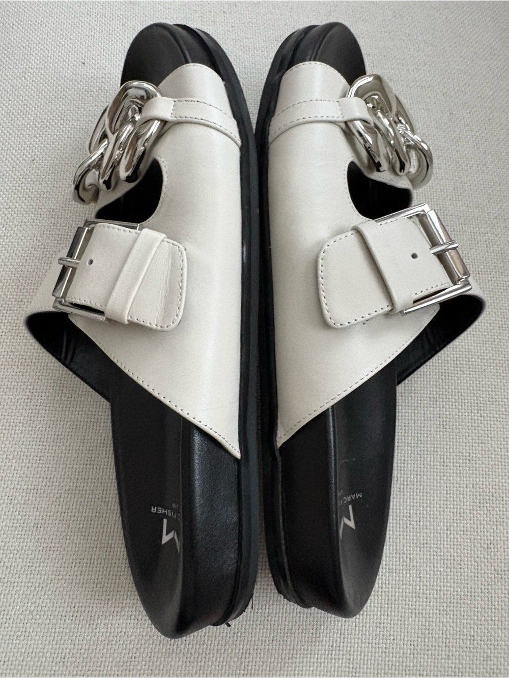 Marc Fisher LTD Fresno Women’s Chain Sandals Size 9 Chalk Gray Comfort Summer - Picture 8 of 11